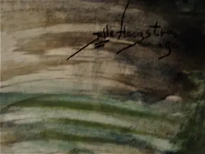 Jelle Hoogstra - Grote expressionistische Gouache "Huis bij invallende avond" 1990 - gesigneerd kopen? Bied vanaf 67!