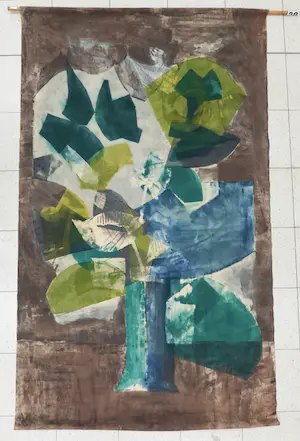 Niet of onleesbaar gesigneerd - Batik doek, Abstracte voorstelling van een boom kopen? Bied vanaf 1!