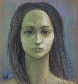 Niet of onleesbaar gesigneerd - Pasteltekening, Portret vrouw - Ingelijst kopen? Bied vanaf 1!