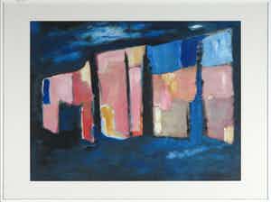 Niet of onleesbaar gesigneerd - Acryl op papier, Abstracte compositie - Ingelijst verkocht voor € 1!