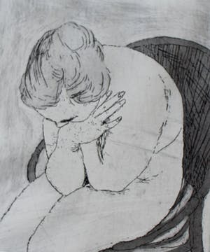 Henk Huig - Ets: vrouw- 1958 kopen? Bied vanaf 35!