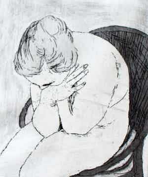 Henk Huig - Ets: vrouw- 1958 verkocht voor € 35!