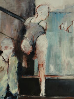 Ton van der Werf - Acrylverf op papier , “Zonder titel” – GROOT & ingelijst kopen? Bied vanaf 100!