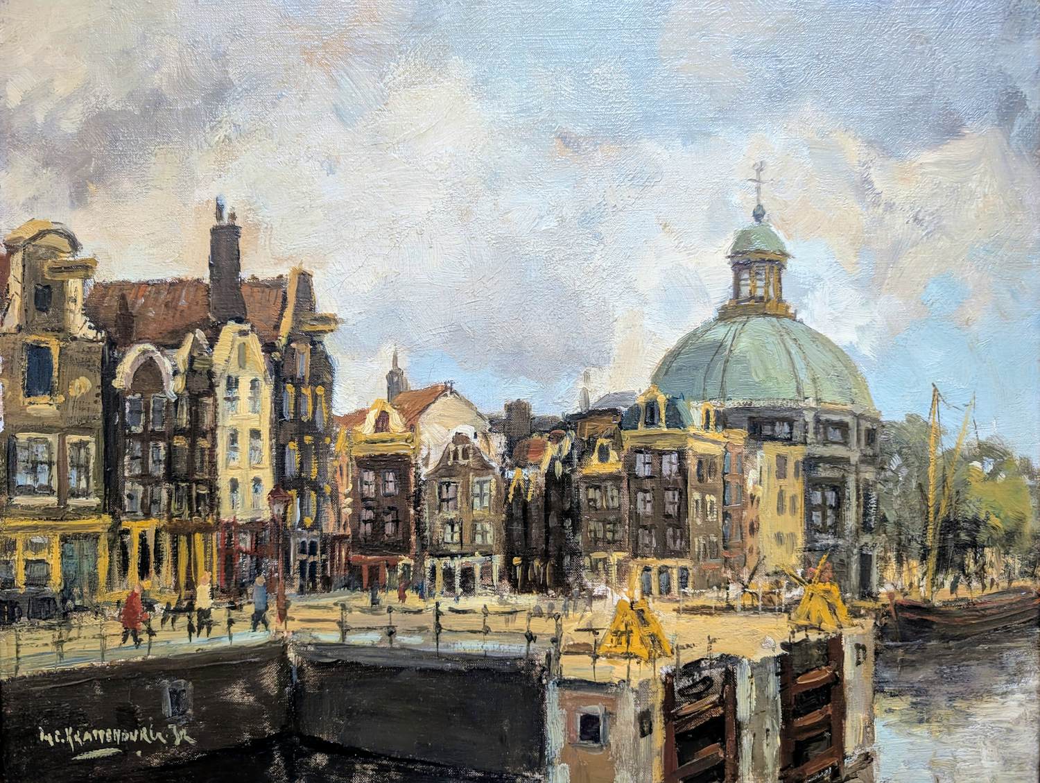 Hendrik Cornelis Kranenburg - Amsterdam, zicht op Sonestakoepel met Haarlemmersluis aan de Singel kopen? Bied vanaf 200!