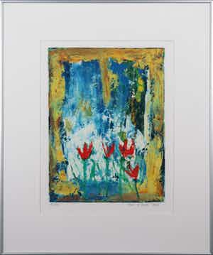 Franz Lauter - Zeefdruk, Zonder titel IV - Ingelijst verkocht voor € 35!