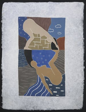 Geertje Briels - Houtdruk op geschept papier, Salto kopen? Bied vanaf 1!