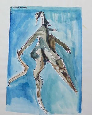 Joe Wols - Lot van vier tekeningen, Figuren kopen? Bied vanaf 1!