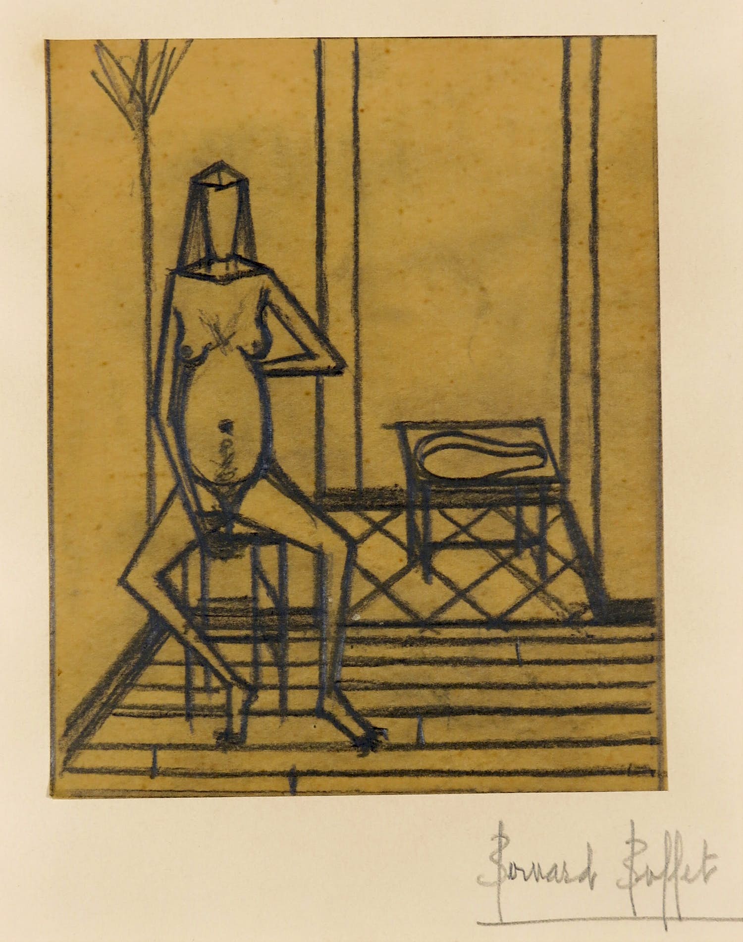 Bernard Buffet - Gesigneerde potloodtekening op overtrekpapier, Les Chants de Maldoror verkocht voor € 800!