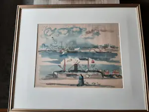 Jacob Kuijper - Aquarel, Langs het IJ harde windt kopen? Bied vanaf 40!