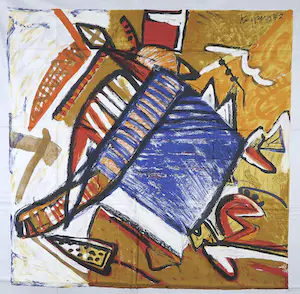 Geert Vrijdag - Hans Landsaat + Theo Kuijpers, Lot van 3 zeefdrukken op katoenzijde (texoprint) kopen? Bied vanaf 50!