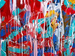 Rick Triest - Grote & krachtige gemengde techniek (acryl en goudverf/aquarel) op doek kopen? Bied vanaf 10!