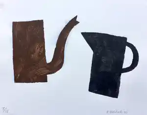 Klaas Gubbels - sjabloondruk 'Stilleven in Bruin en Zwart’ - 2006 - oplage 16 ex. verkocht voor € 285!