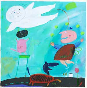 Wouter Stips - Zeefdruk, Daddy Dog verkocht voor € 40!