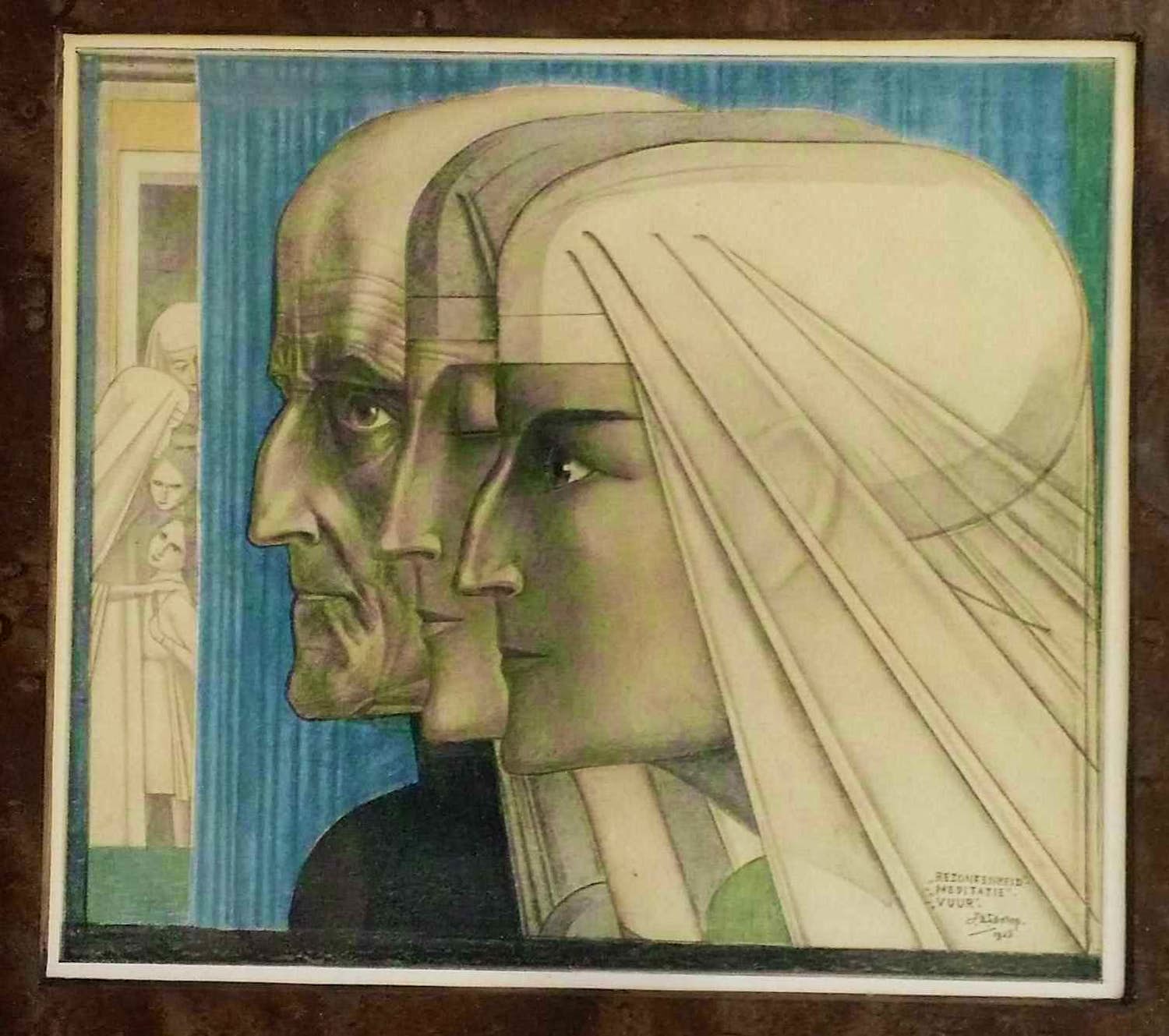 Jan Toorop - Bezonkenheid. Meditatie. Vuur. verkocht voor € 79!