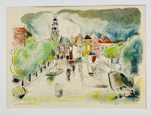 Germ de Jong - 4 Stadsgezichten - Amsterdam, Middelburg, Rotterdam, Zwolle kopen? Bied vanaf 20!