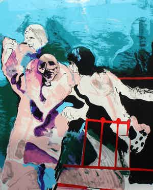 Kees van Bohemen - Zeefdruk: Compositie met drie figuren - 1974 verkocht voor € 75!