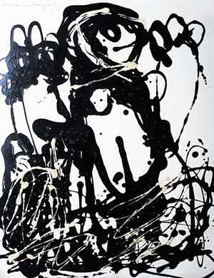 Guillaume Lo-A-Njoe - Figuur, acrylverf op papier verkocht voor € 225!