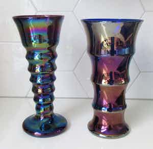 Wilhelm Kralik Sohne - Stel Art Nouveau Iridescent geglazuurde ribbelvazen verkocht voor € 10!