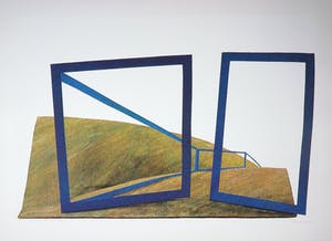Doris Groeneveld - Zeefdruk, Landschap met blauwe vlek kopen? Bied vanaf 1!