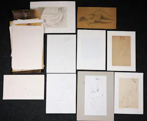 AcheterJanus Nuiten - Verschillende technieken, Lot van 40 schetsen van figuren? Enchérissez de 60!