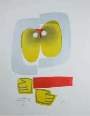 Adrian de Gijzel - Houtsnede op papier, Zonder titel - Ingelijst kopen? Bied vanaf 80!