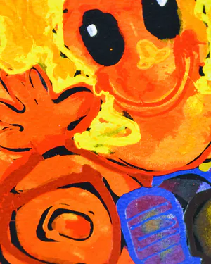 Ad Verstijnen - twee oranje figuren - ingelijst kopen? Bied vanaf 50!