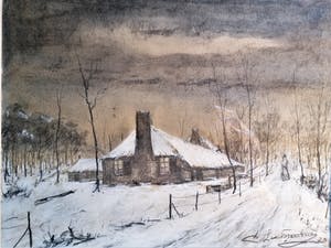 David Lussenburg - Huisje aan de Warholt in de sneeuw kopen? Bied vanaf 40!