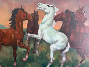 Onbekend - Schilderij met paarden kopen? Bied vanaf 20!