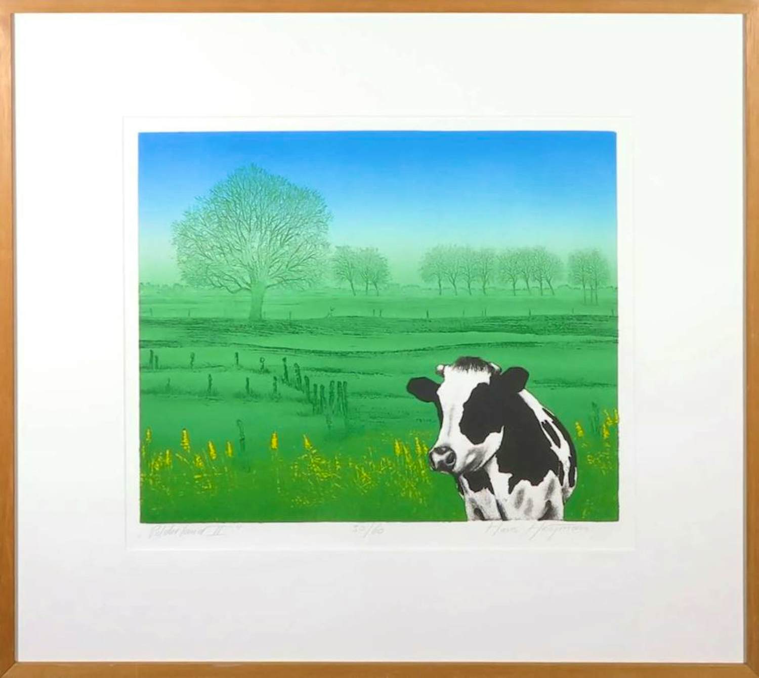 Hans Heijman - Zeefdruk, Polderlandschap II - Ingelijst kopen? Bied vanaf 40!