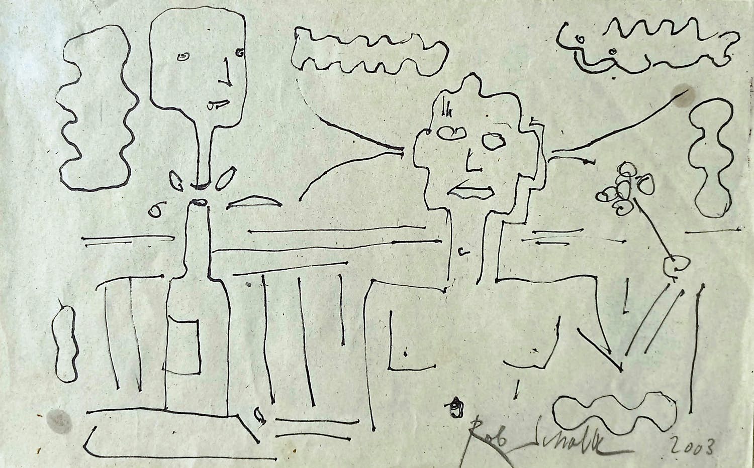 Rob Scholte - Geest uit de fles, originele tekening (ingelijst) verkocht voor € 1!