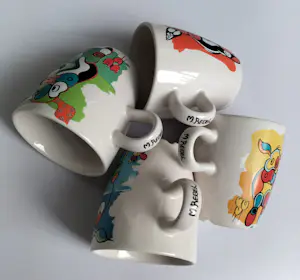 N.V. Porselein- en Tegelfabriek Mosa - Marianne Rebel - koffiebekers (4) kopen? Bied vanaf 20!