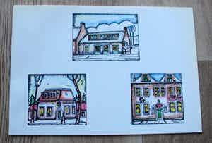 Toon Tieland - gesigneerde litho (menukaart) - 1985 + kerstkaart Reimus Makelaardij verkocht voor € 39!