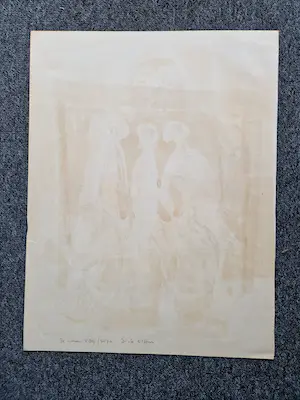 Dick Elffers - Prachtige jaren 60 aquarel/gouache "trois femmes / 3 vrouwen" gesigneerd kopen? Bied vanaf 48!