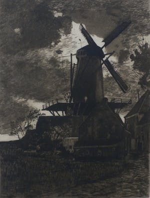 Willem Witsen - ets: Korenmolen Wijk bij Duurstede - 1908 kopen? Bied vanaf 275!