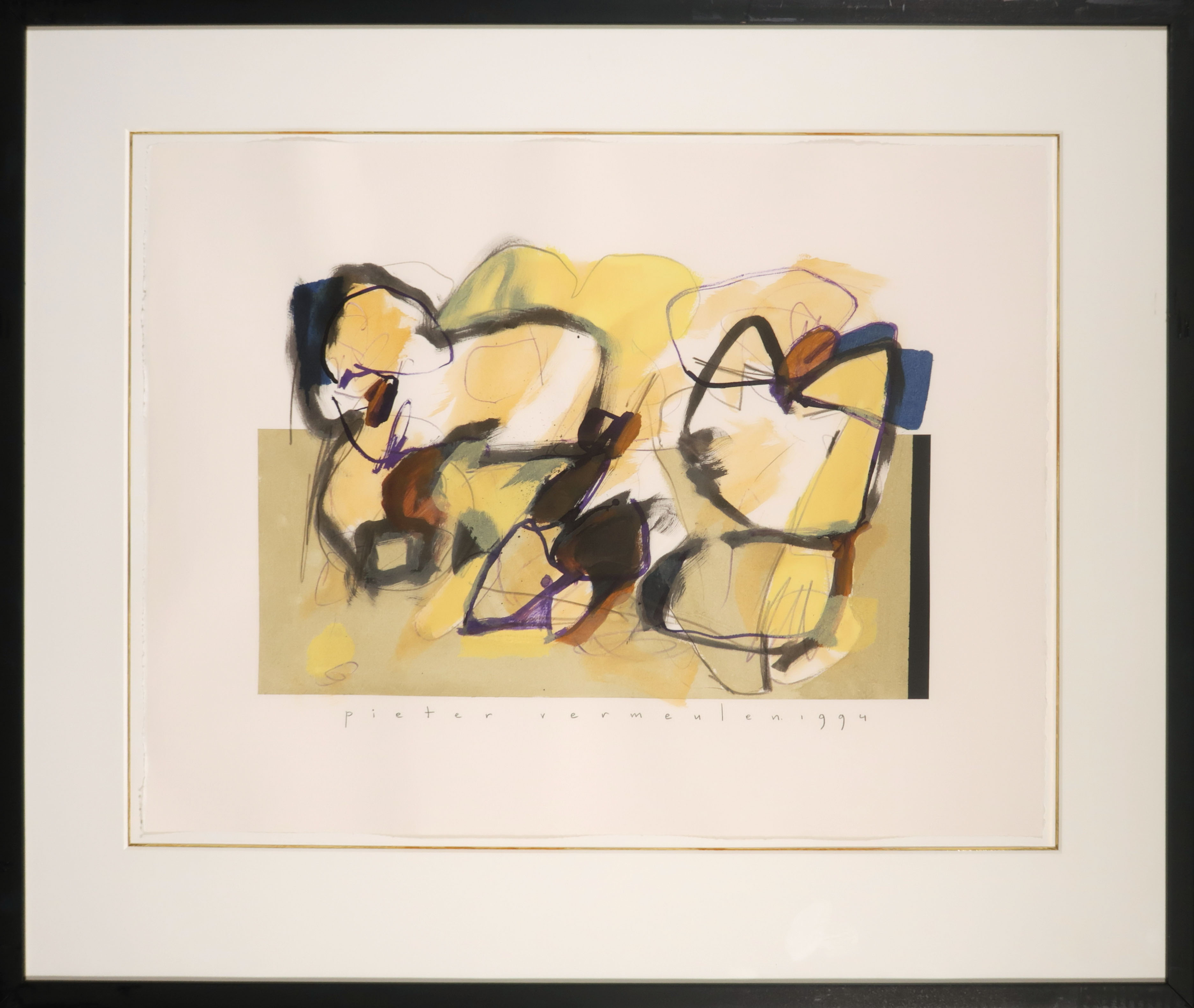 Pieter Vermeulen - Gemengde techniek op papier, Zonder titel - Ingelijst kopen? Bied vanaf 1!