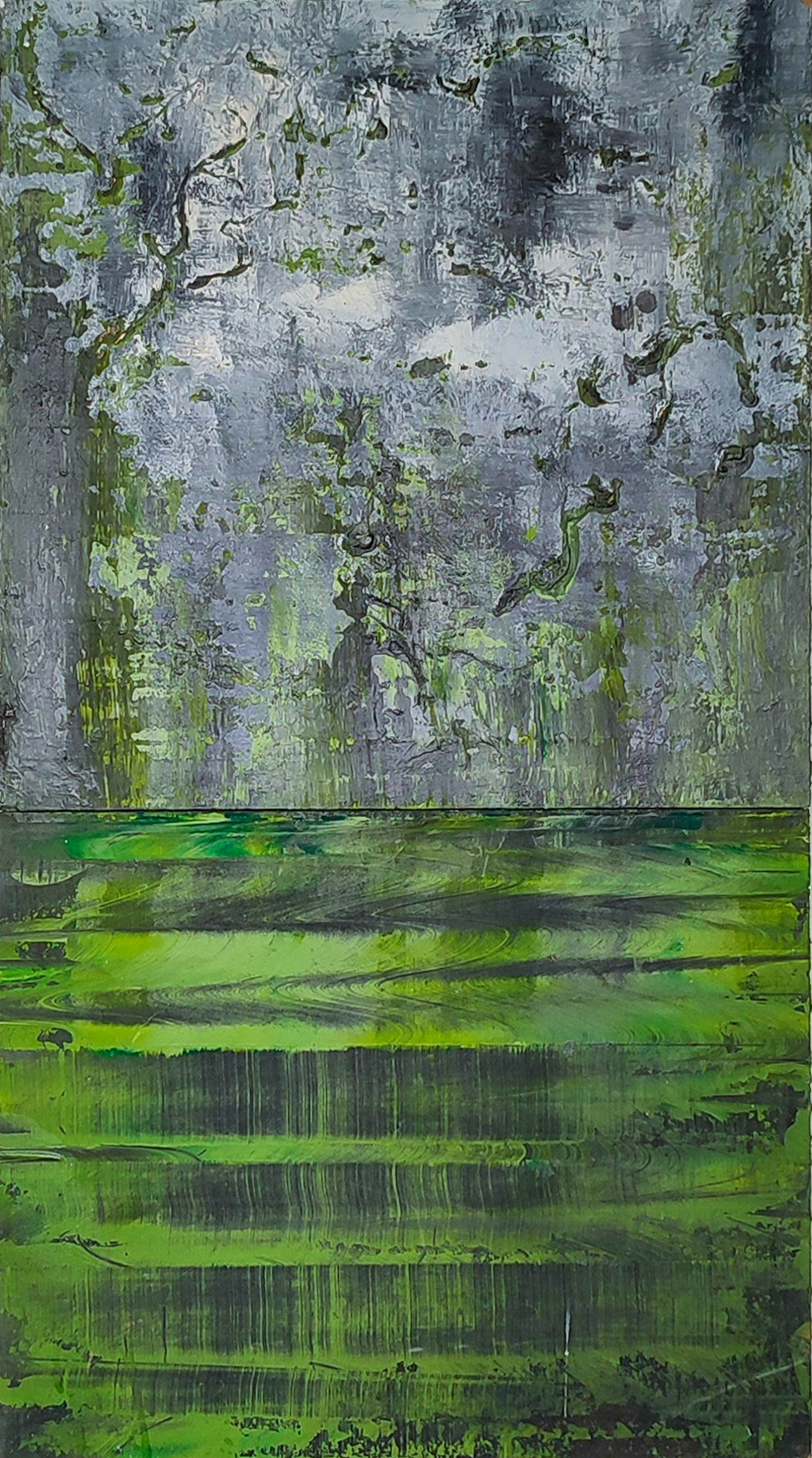 Helen Nieuwendijk - Acryl op paneel, Rimpeling in de nacht kopen? Bied vanaf 100!