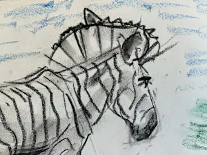 Cornelis Jan Mension - Tekening van een zebra, gemaakt in Artis kopen? Bied vanaf 80!