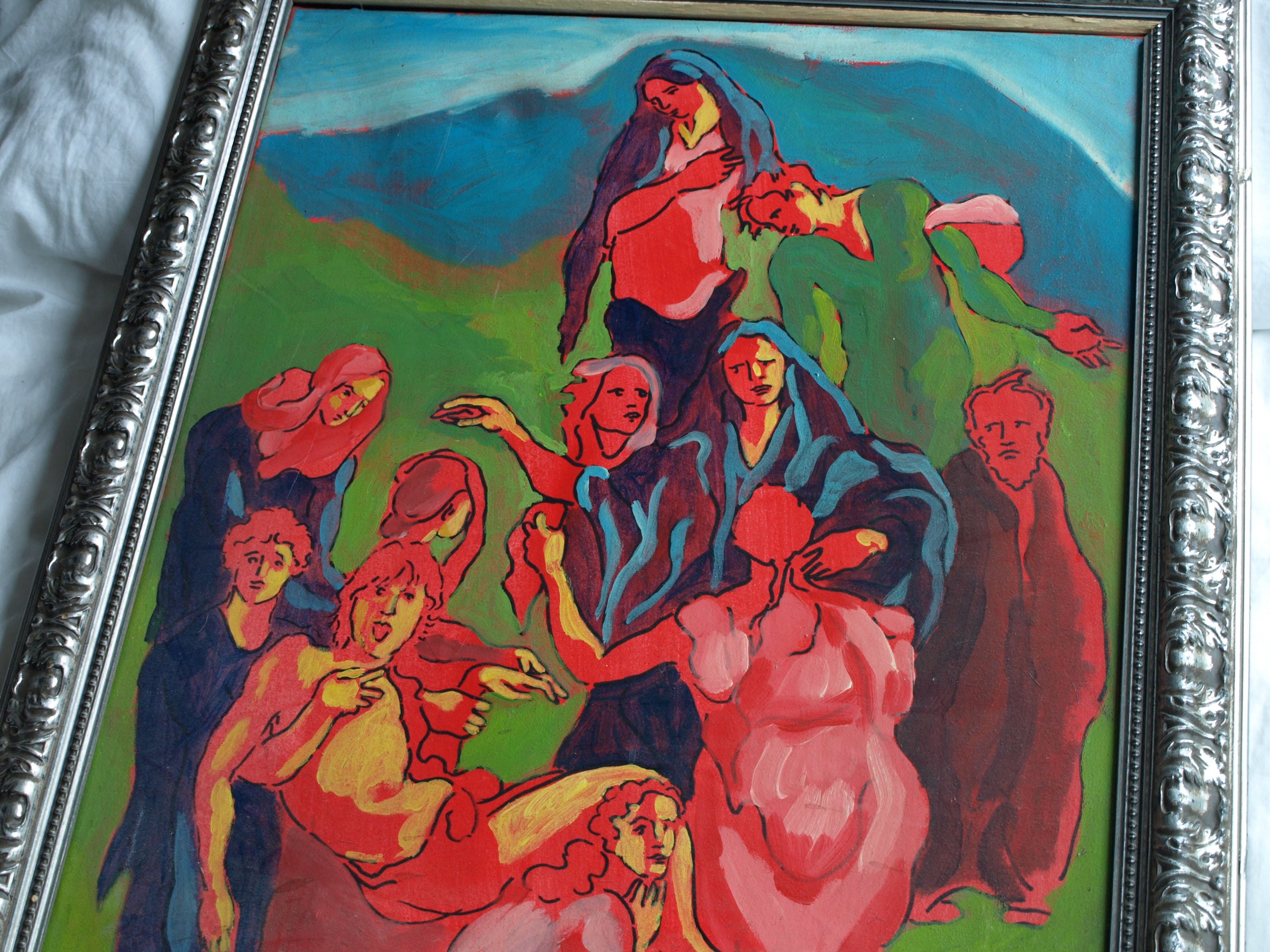 Justus Donker - Olieverf op canvas , Kruisiging , Zelfportret - ingelijst – 2000 kopen? Bied vanaf 1!