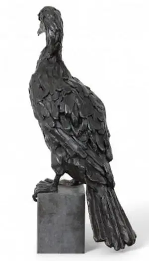 Jacqueline van der Laan - Zwart gepatineerd bronzen sculptuur op sokkel: Aalscholver kopen? Bied vanaf 2995!