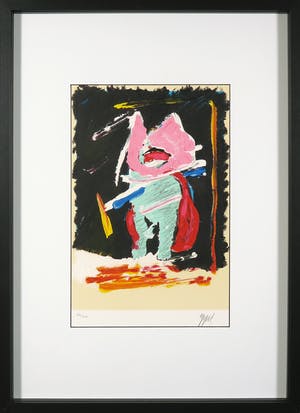 Karel Appel - Litho uit het portfolio Can we dance a landscape? - Ingelijst + originele map kopen? Bied vanaf 1!