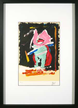 Karel Appel - Litho uit het portfolio Can we dance a landscape? - Ingelijst + originele map verkocht voor € 1!