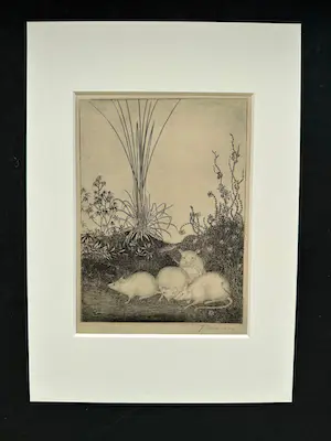 Jan Mankes - Heliogravure " Vier muizen " kopen? Bied vanaf 110!