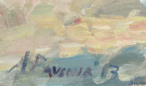 Anna Pavlova - Olieverf op doek, Blue waves kopen? Bied vanaf 1!