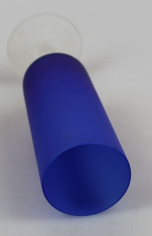 Carlo Moretti - Carlo Moretti donkerblauw glas op voet, satijnglas kopen? Bied vanaf 1!