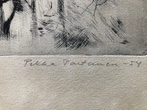 Reino Partanen - twee bomen in kaal landschap kopen? Bied vanaf 15!