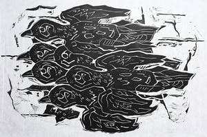 Peter Alma - Vogels, linoleumsnede op rijstpapier kopen? Bied vanaf 40!