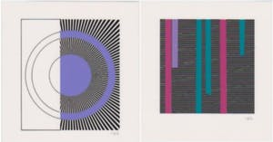 Isia Leviant - Twee handgesigneerde zeefdrukken: Geometrische Composities I, II kopen? Bied vanaf 16!
