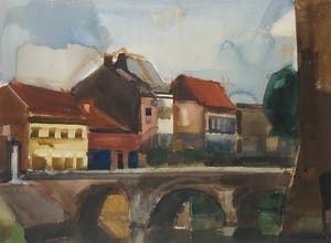 Theodoor Heynes - Aquarel, Oud-Turnhout - Ingelijst kopen? Bied vanaf 100!