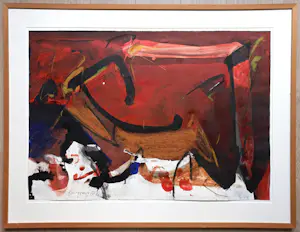 Theo Kuijpers - Abstracte compositie, gemengde techniek op papier (ingelijst, groot) kopen? Bied vanaf 395!