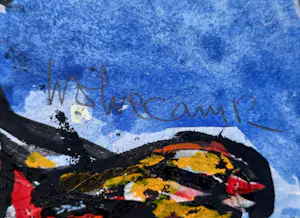 Theo Wolvecamp - Compositie met figuren, gemengde techniek (zeer mooi ingelijst, unica!) kopen? Bied vanaf 2495!